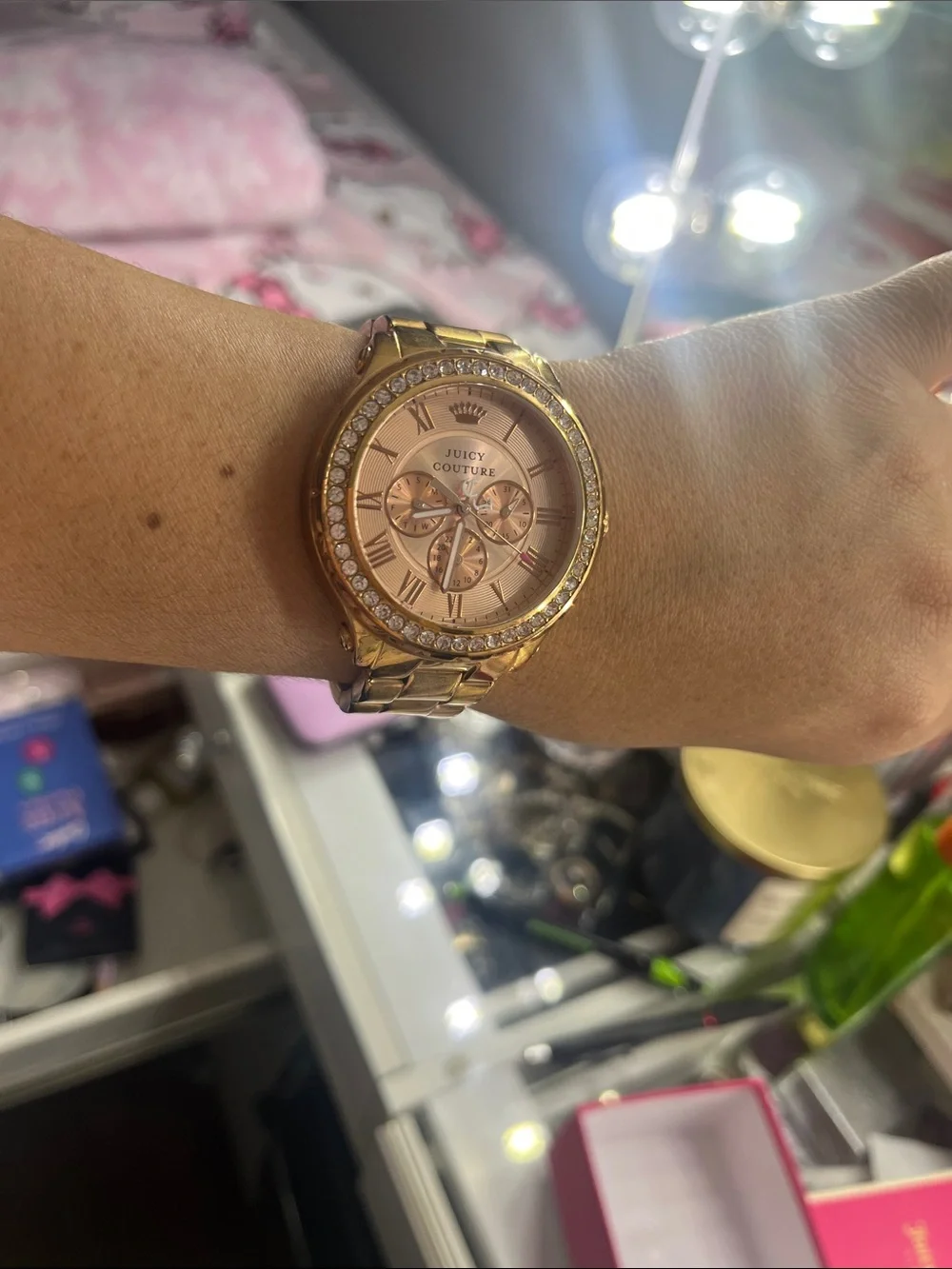 Juicy Couture Rose Gold Crystal Bezel Bracelet Watch